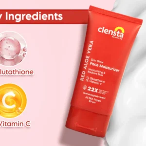 Clensta Moisturizer bottle placed on a clean white background.